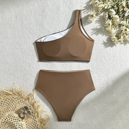Dreiteiliger Damen-Bikini mit Push-up-Effekt und Print – ideal für Strand und Pool