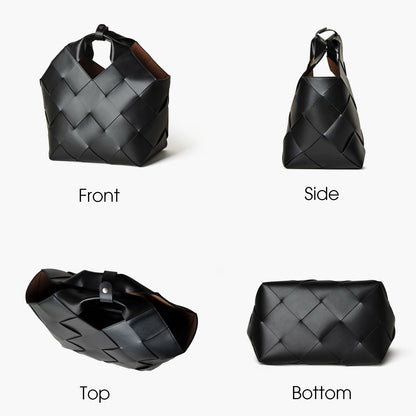 Gewebte Spaltleder Handtasche | Casual Tote Mit Schultergurt