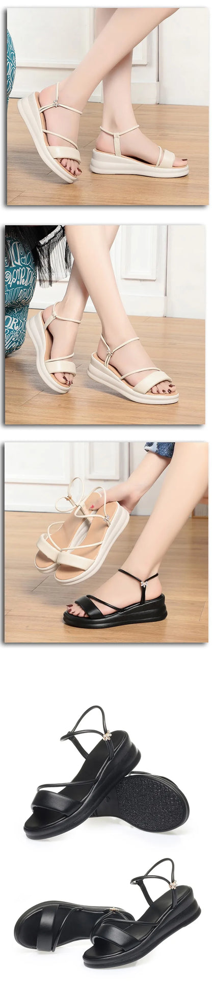 AIYUQI Damen-Sandalen, große Größe, Sommer 2022, neue Keil-Damen-Sandalen, offene Zehen, römische Sandalen