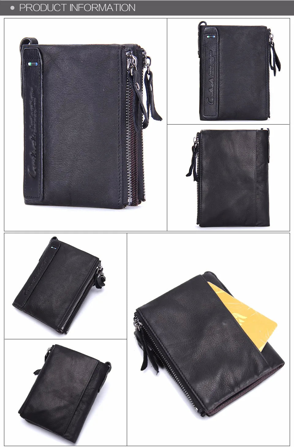 Herren Echtleder Geldbörse Reißverschluss Kartenhalter Luxus Designer Geldclip