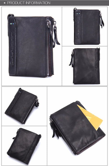 Herren Echtleder Geldbörse Reißverschluss Kartenhalter Luxus Designer Geldclip