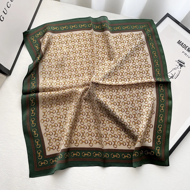 Damen Seidensatin Schal Tasche Kopf Bandana Halsschal klein quadratisch Luxus E