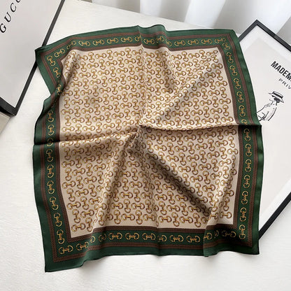 Damen Seidensatin Schal Tasche Kopf Bandana Halsschal klein quadratisch Luxus E