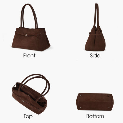 Damen-Schultertasche Aus Natur-Wildleder Mit Langem Henkel | Vielseitig
