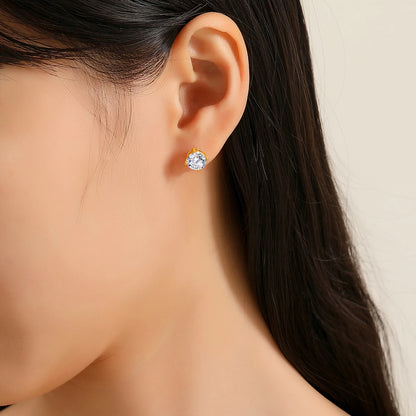 Damen-Ohrstecker aus 18K Gelbgold mit Moissanit Hochglanz Elegant für Hochzeit und Alltag
