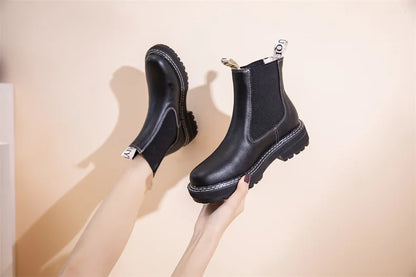 Women Winter Boots Sued Genuine Leather  New Fashion British Style Women Chelsea Boots Large Size 41　42　43 Female Ankle Boots
