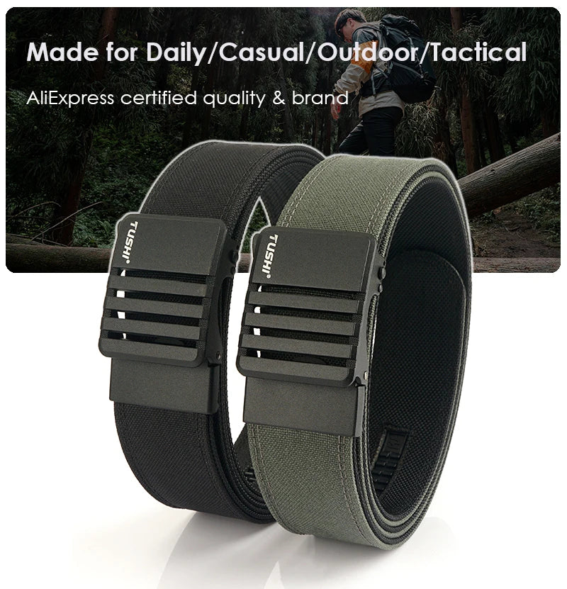 Herren-Taktischer Gürtel aus Nylon mit matte Metall-Schnalle und 43 mm Breite für Alltag und Freizeit