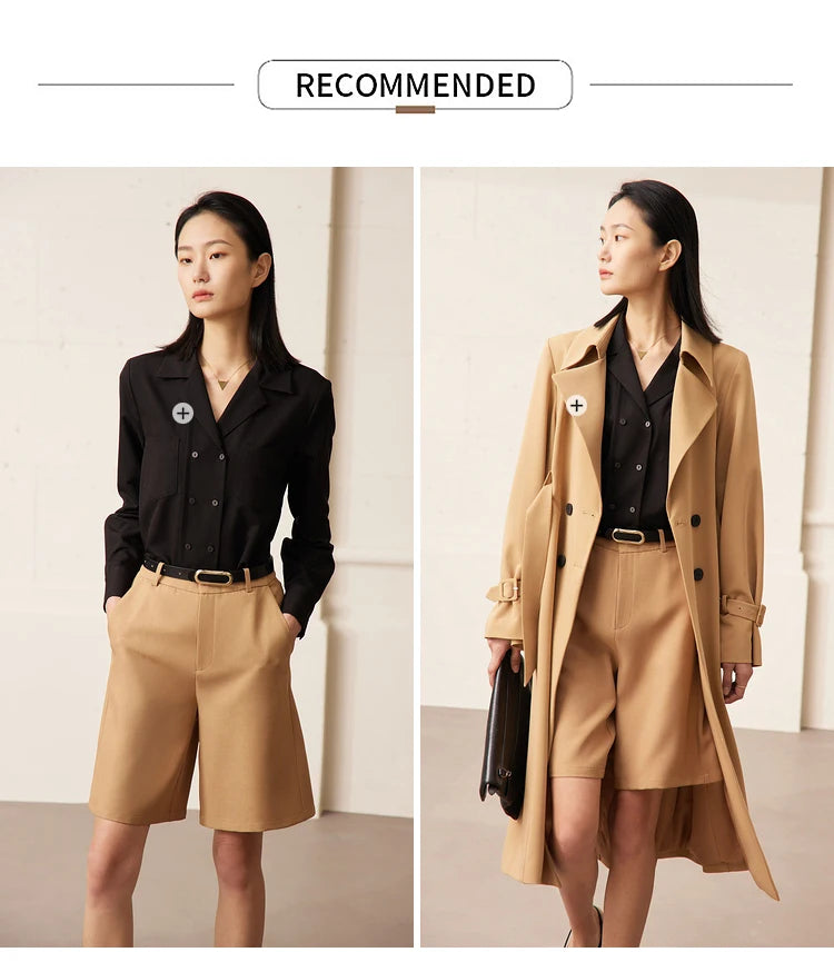 Damen Shorts im minimalistischen Stil mit breitem Bein und Taschen