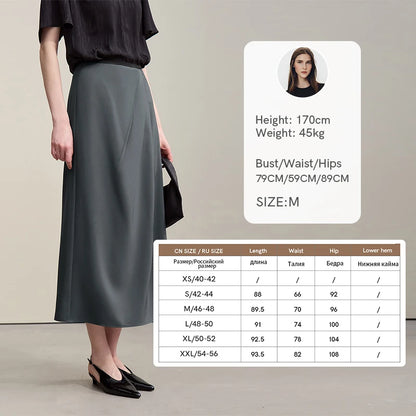 Damen-Plisserock Midi in Dunkelgrau mit Faltenfront und seitlichem Drapé