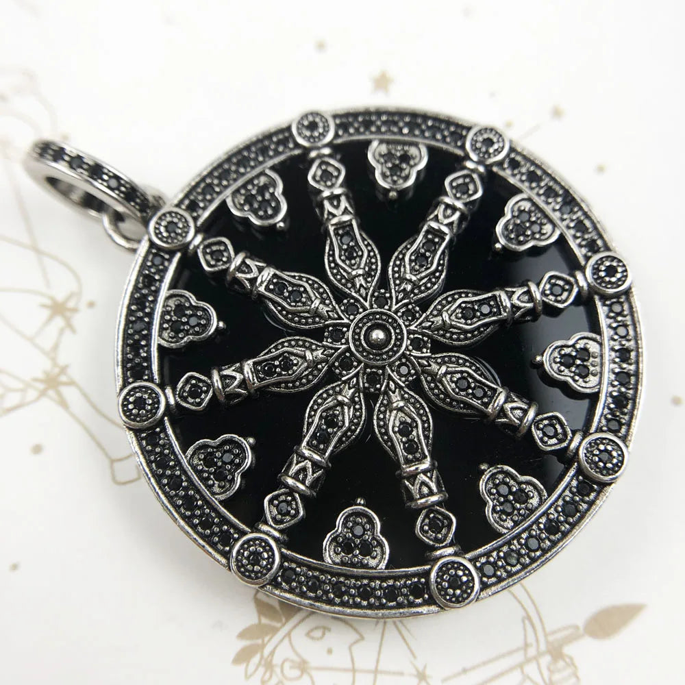 Damen-Charm-Anhänger Karma Wheel Vintage aus Sterlingsilber