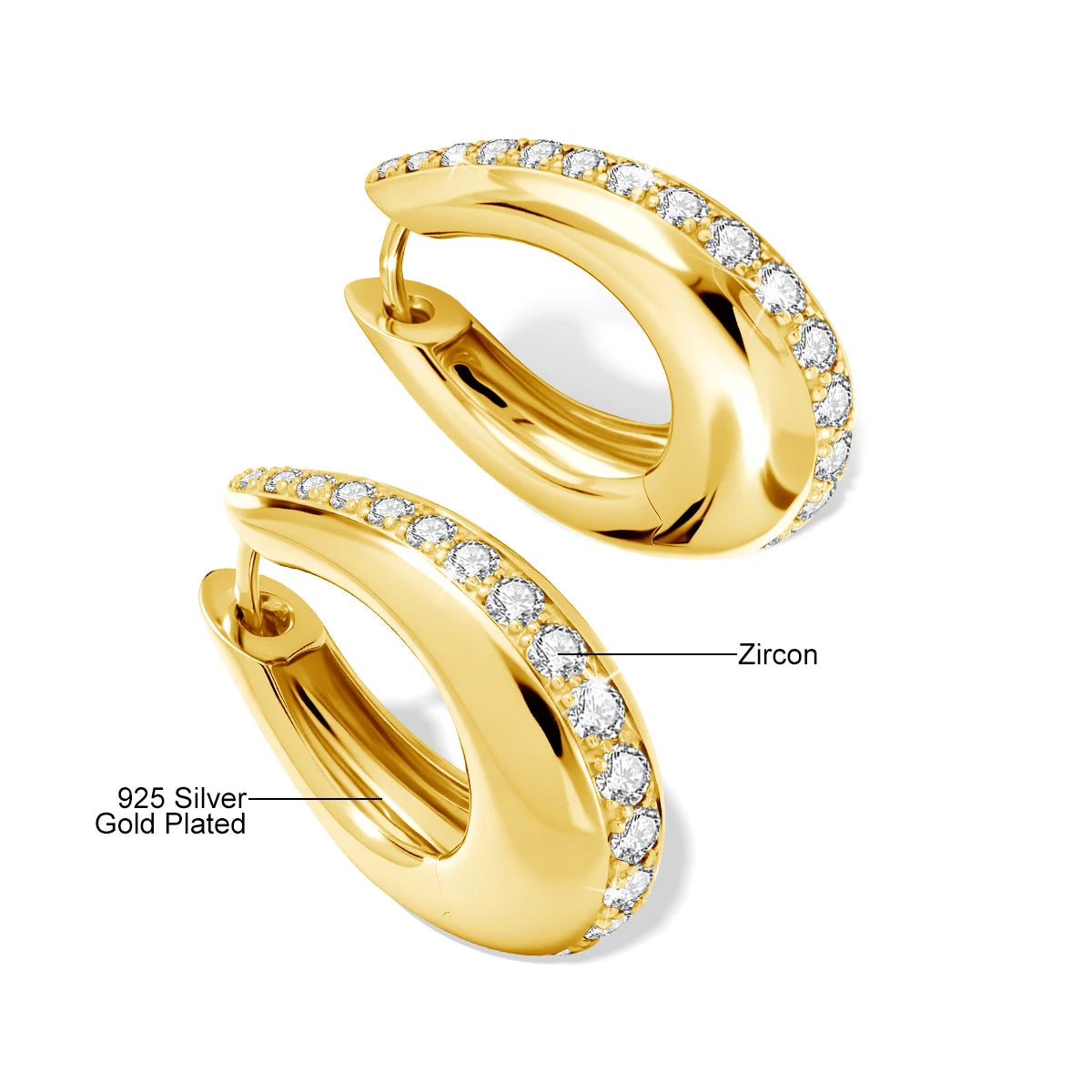 Damen-Hoop-Ohrringe Moissanit Tropfen Aus 925er Silber Antiallergisch Alltags-Schmuck