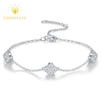 Damen-Armband mit Kleeblatt-Moissanit aus Sterlingsilber