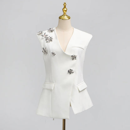 Elegantes Damenkleid mit Rundhalsausschnitt, kurzen Ärmeln und Pailletten-Patchwork-Design – ideal für besondere Anlässe.