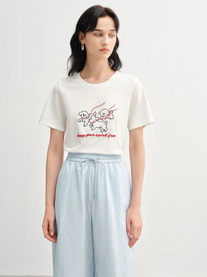 Damen T-Shirt mit V- und U-Ausschnitt, hoher Stretch und strukturierten Schultern – elastische Baumwolle im Y2K-Stil für den Sommer.