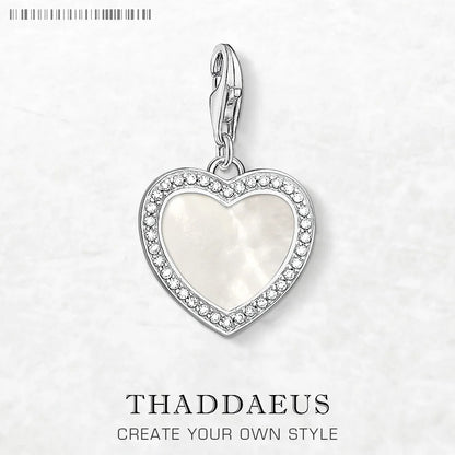Damen-Charm-Anhänger Herz und Muschel romantisch aus Sterlingsilber
