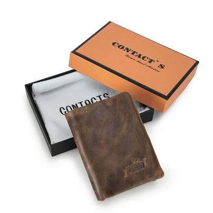 Herren Echtleder Geldbörse Vintage Kartenhalter Fotohalter Münzfach Reißverschluss Geschenk