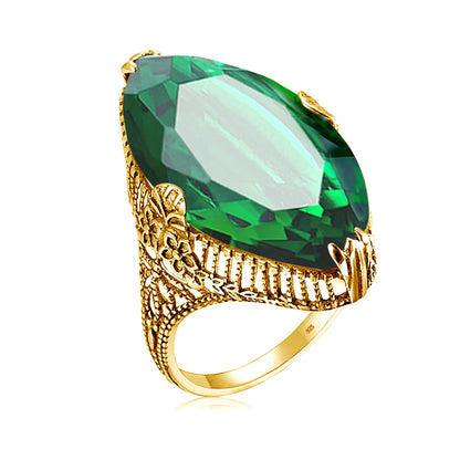 Damen-Ring aus Silber 925 mit Olivgrünem Peridotstein in Filigraner Silberfassung Luxus Schmuckstück