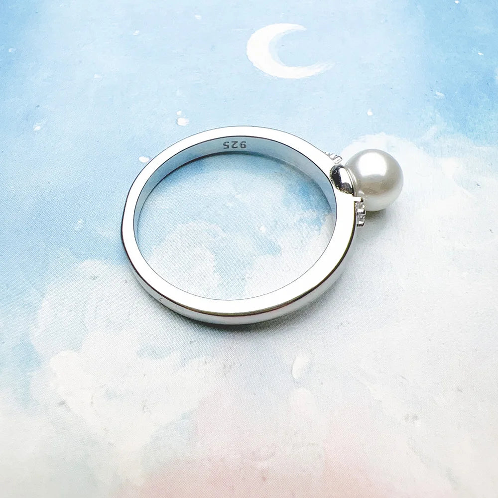 Damen-Ring Perle und Zirkonia glamourös aus Sterlingsilber