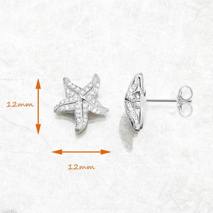 Damen-Ohrstecker Seestern Pave trendig 925 Sterlingsilber
