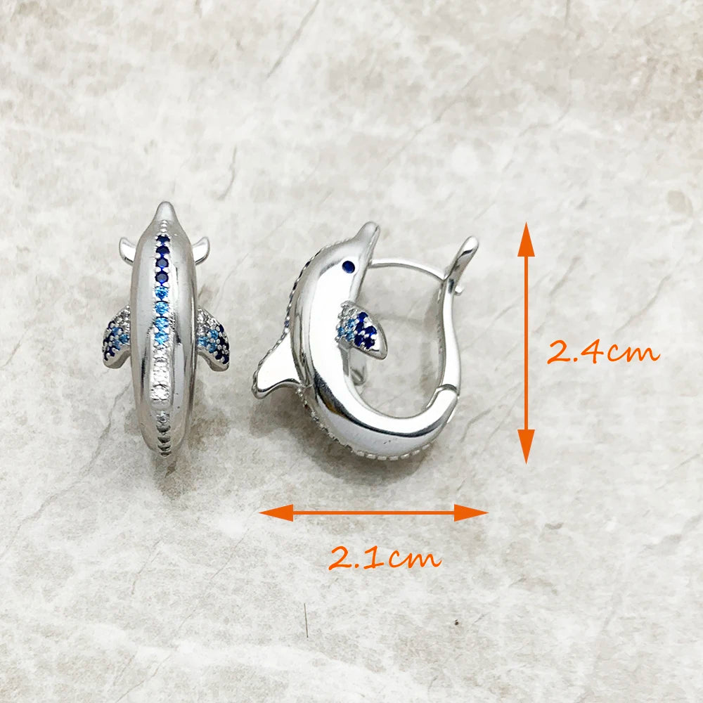 Damen-Creolen Delfin suess Glueck 925 Sterlingsilber