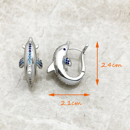 Damen-Creolen Delfin suess Glueck 925 Sterlingsilber
