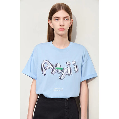 Damen T-Shirts im lässigen Stil mit O-Ausschnitt und modischem Druck