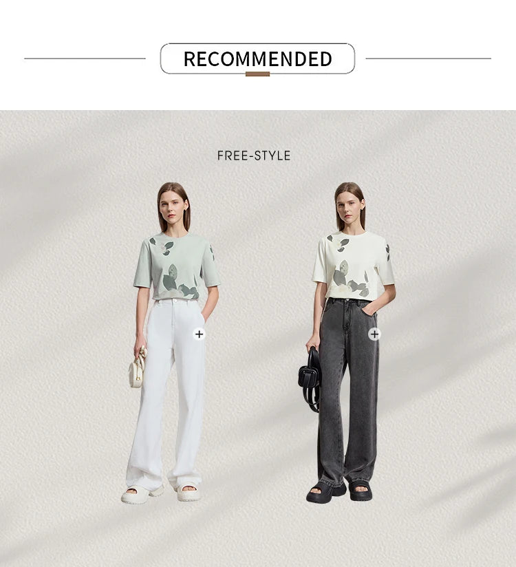 Damen T-Shirt im lässigen Stil mit floralem Print und Rundhalsausschnitt