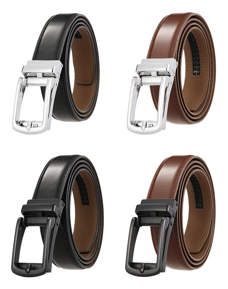 Herren-Gürtel Aus Echtem Leder Mit Automatik-Schnalle Für Anzug Und Business, 31 mm Breite