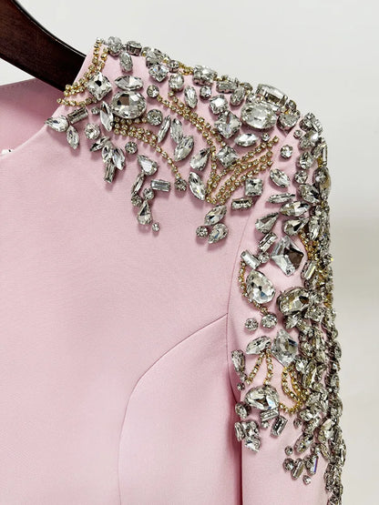 Elegantes Damen-Kleid mit Rundhalsausschnitt, halben Ärmeln und Pailletten-Patchwork-Design