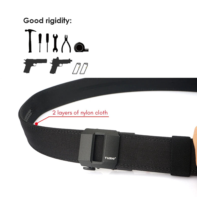 Unisex-Taktischer Gürtel Aus 1100D Nylon Mit Metallschnalle Und Starrer Bauweise Für Polizeieinsatz