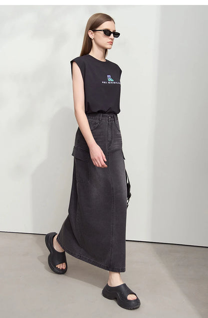 Damen T-Shirt mit Rundhalsausschnitt und besticktem lockeren Design für den Sommer