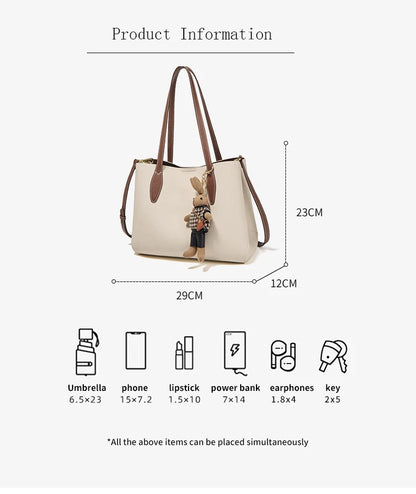 Damen Handtasche aus Split-Leder mit großer Kapazität