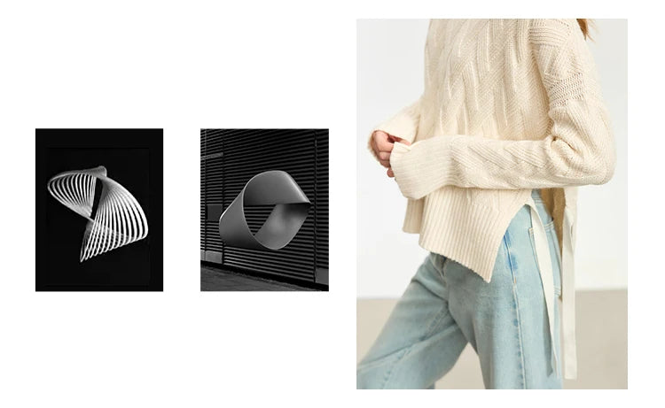 Damen-Rollkragenpullover locker Schnürung Herbst-Winter