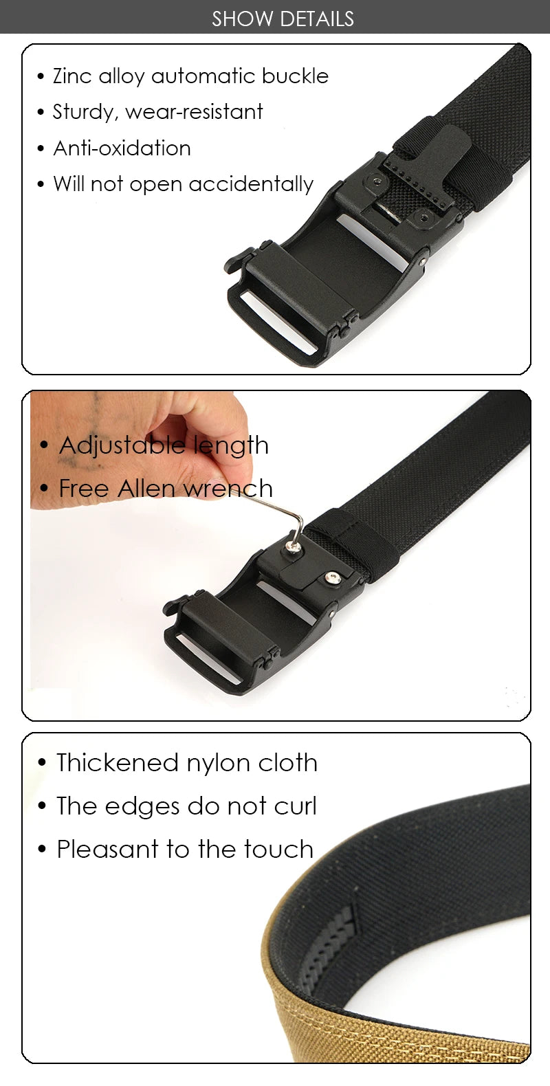Herren-Gürtel aus Nylon mit Automatischer Schnalle Robuster Taktischer Gürtel für Arbeit und Outdoor