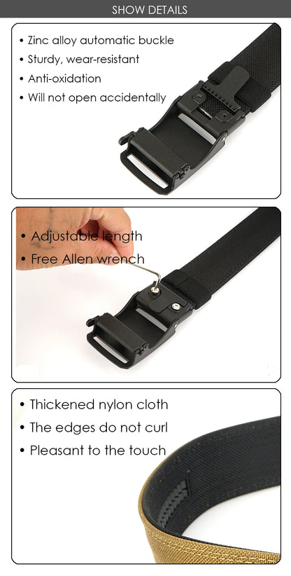 Herren-Gürtel aus Nylon mit Automatischer Schnalle Robuster Taktischer Gürtel für Arbeit und Outdoor