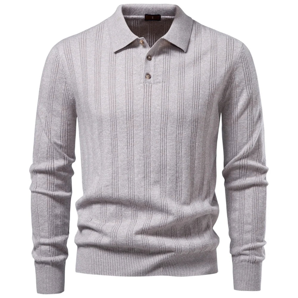 Herren Strickpoloshirt Aus Kunstkaschmir Komfort Elegant