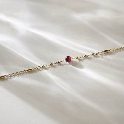 Damen-Armband mit Granat-Naturstein und Edelstahl
