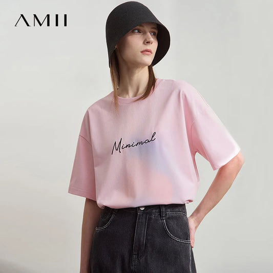Damen Sommer T-Shirt mit lockerer Passform und buntem Farbverlauf