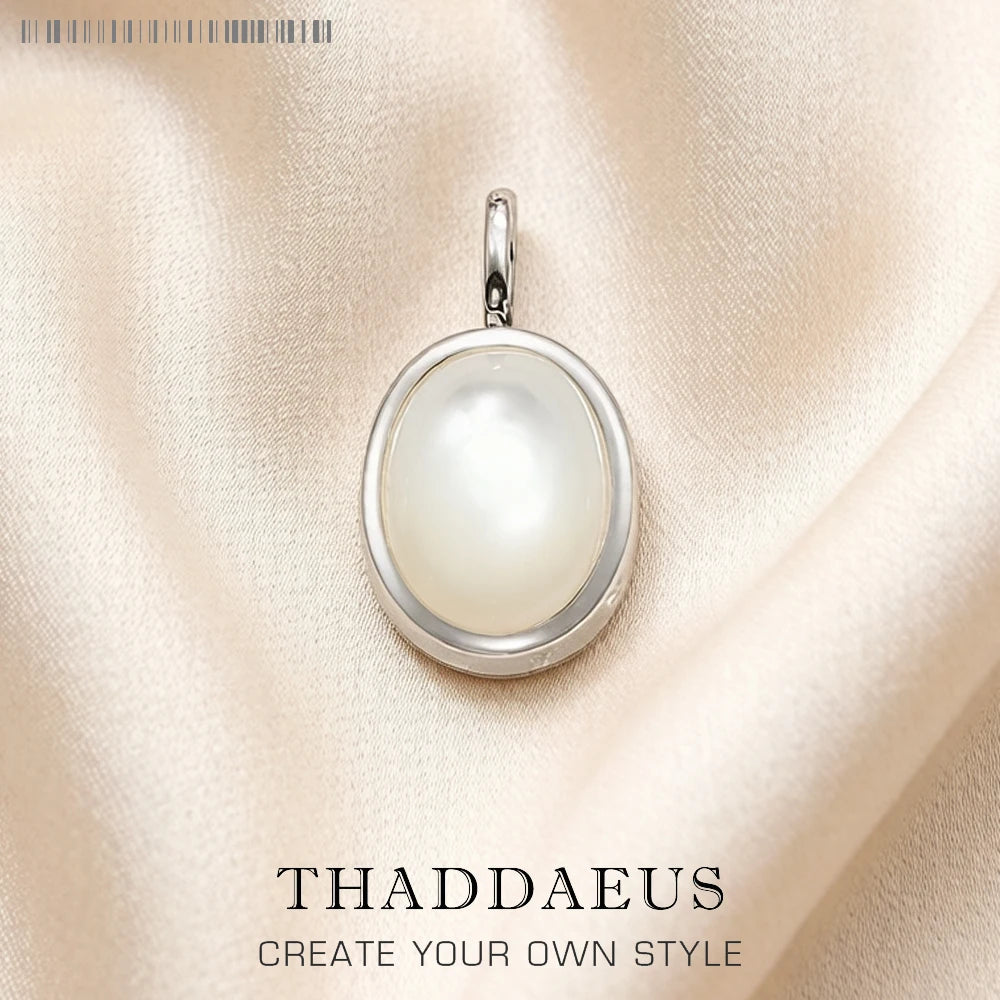 Damen-Charm-Anhänger Opal weiß oval klassisch II aus Sterlingsilber