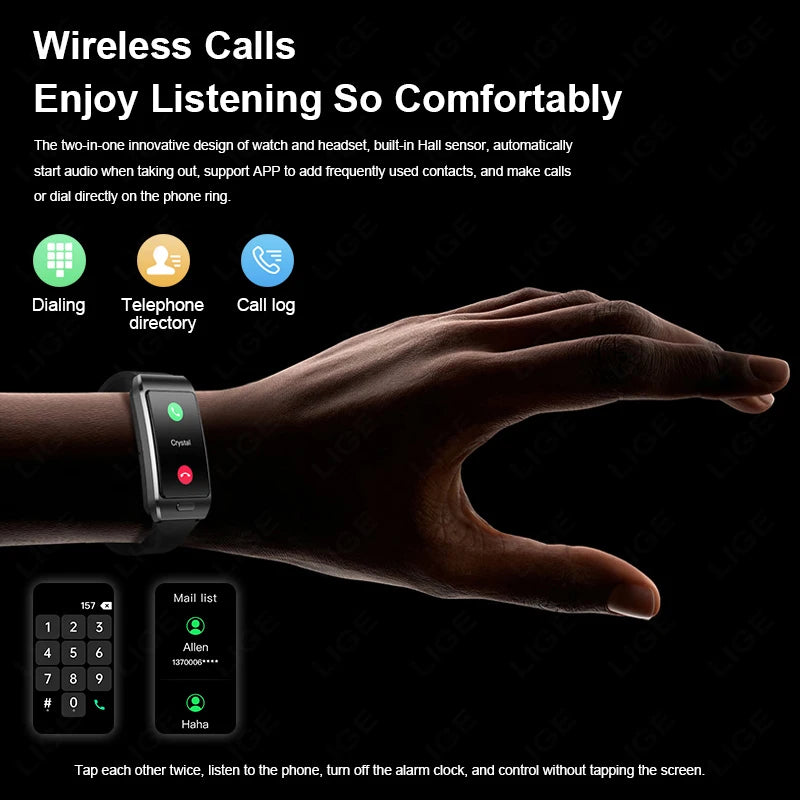 LIGE 2-in-1 TWS Bluetooth Headset Smart Watch Sport GPS Kopfhörer Smartwatch Wasserdichte Musik Kopfhörer Uhren EKG Herzfrequenz