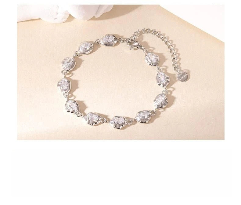 Damen-Gliederarmband mit Zirkonia aus Edelstahl