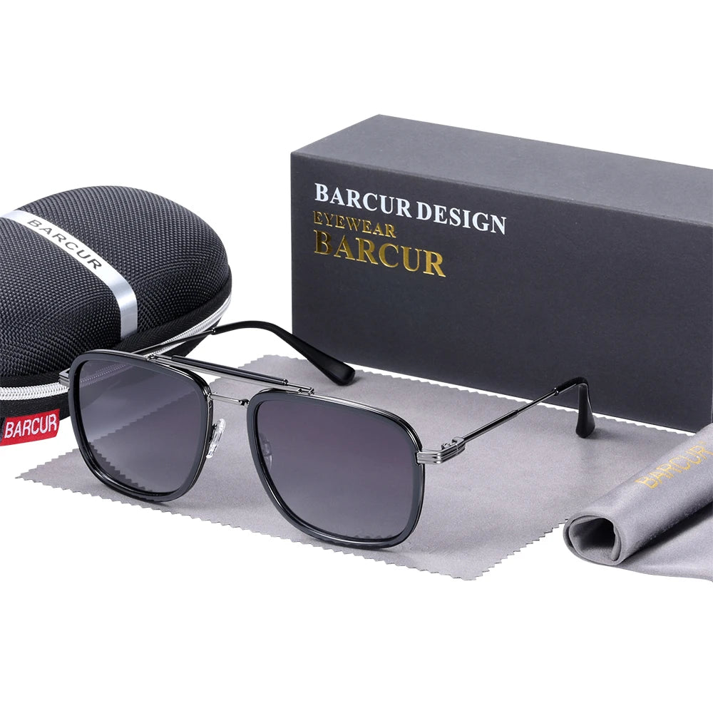 Sonnenbrille quadratisch Luxus Farbverlauf polarisiert Spiegel Herren