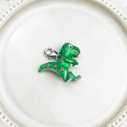 Damen-Charm-Anhänger grüner Dinosaurier süß DIY aus Sterlingsilber