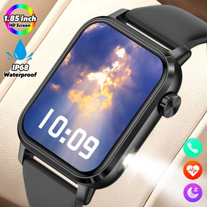 LIGE Neue Für Huawei Xiaomi Smart Uhr Männer Taschenlampe IP68 Wasserdichte Outdoor Sport Tracker 1,85 "HD Bluetooth Anruf Smartwatch