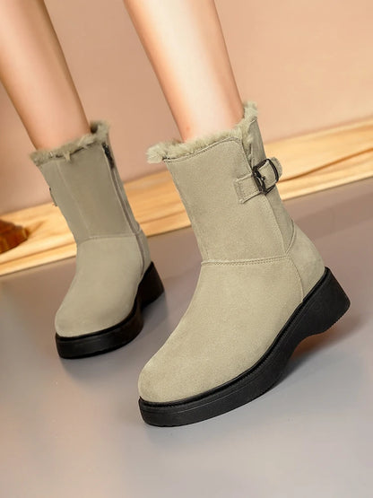 AIYUQI Snow Boots Female Genuine Leather 2025 New Wedge Anti-slip Women's Winter Shoes Boots Natural Wool Women Ankle Boots
