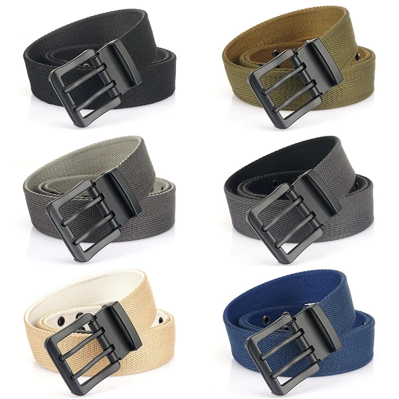 VATLY Vintage Wendegürtel Herren Canvas 38mm Doppelnadel-Schnalle Arbeit