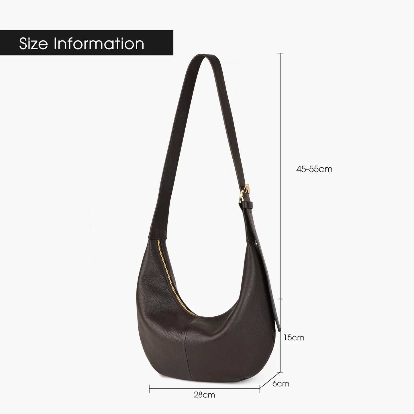 Kalbsleder Hobo-Schultertasche Damen Crossbody