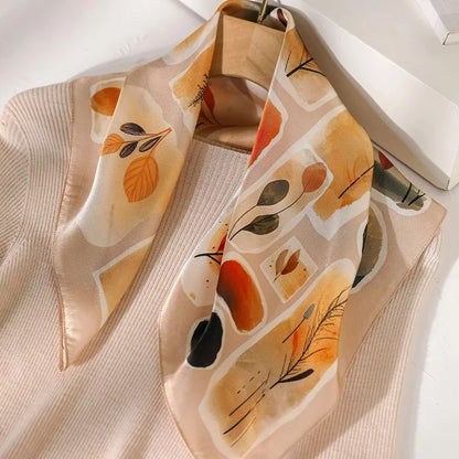 Damen Seidenschal 53cm quadratisch Blumenprint Luxus Hijab Bandana K