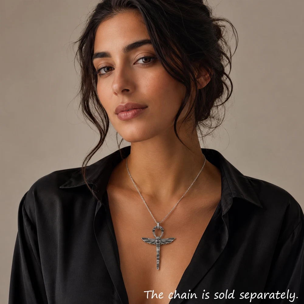 Damen-Charm-Anhänger Skarabäus Ankh-Kreuz ägyptisch III aus Sterlingsilber