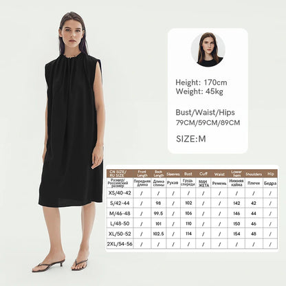 Elegantes Ärmelloses Baumwolle Kleid Mit Kordelzug Für Damen